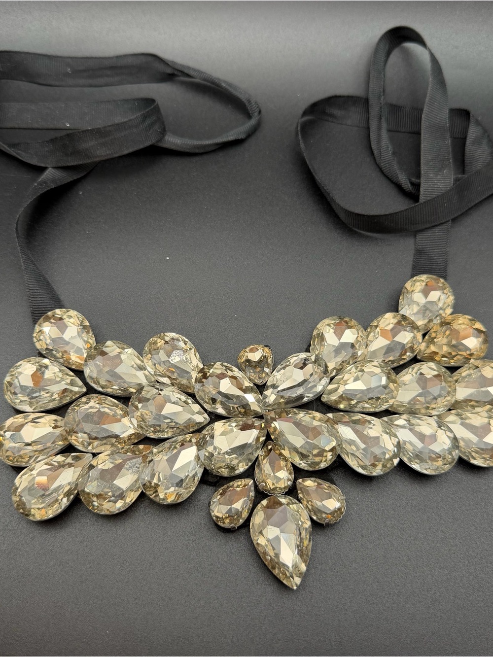 Gorgeous! Tasha Smoky Crystal Statement Bib Necklace